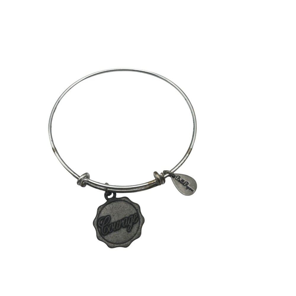 Bella Riann Courage Charm Bracelet Adjustable Bangle Silver Tone Stainless Steel